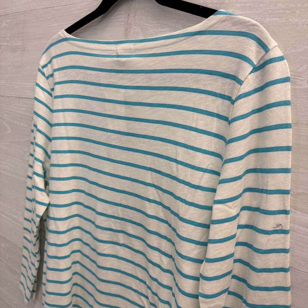 J. Crew Blue/White Striped Long Sleeve Top Large