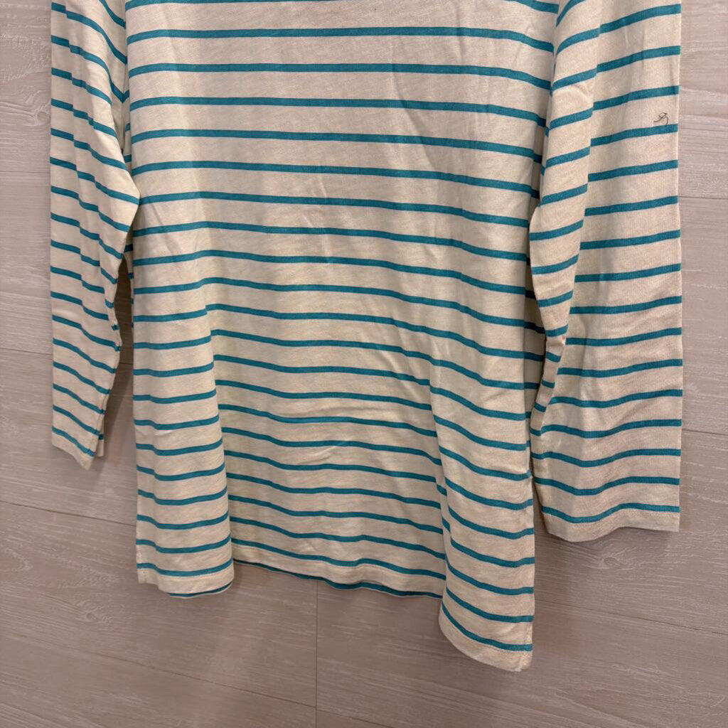 J. Crew Blue/White Striped Long Sleeve Top Large