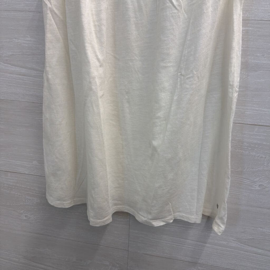 Eddie Bauer White Tank with Beige Embroidery Small