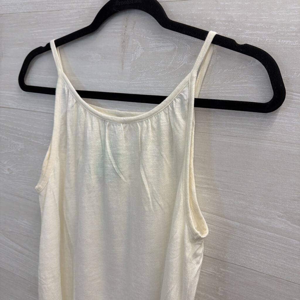 Eddie Bauer White Tank with Beige Embroidery Small