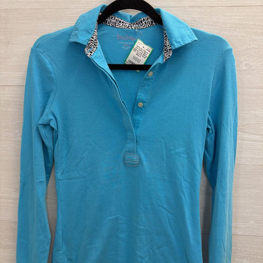 Lilly Pulitzer Blue Collared Long Sleeve 100% Cotton Small