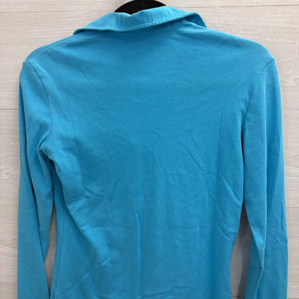 Lilly Pulitzer Blue Collared Long Sleeve 100% Cotton Small