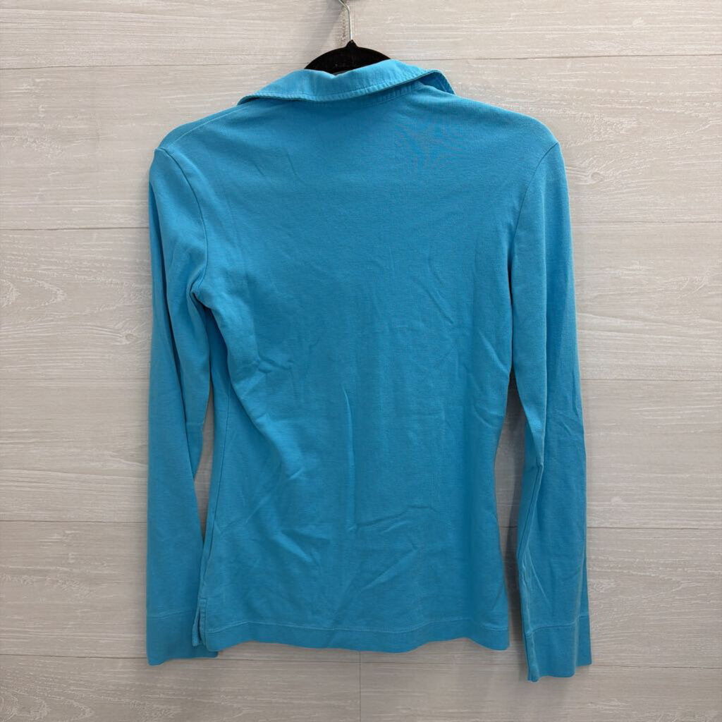 Lilly Pulitzer Blue Collared Long Sleeve 100% Cotton Small