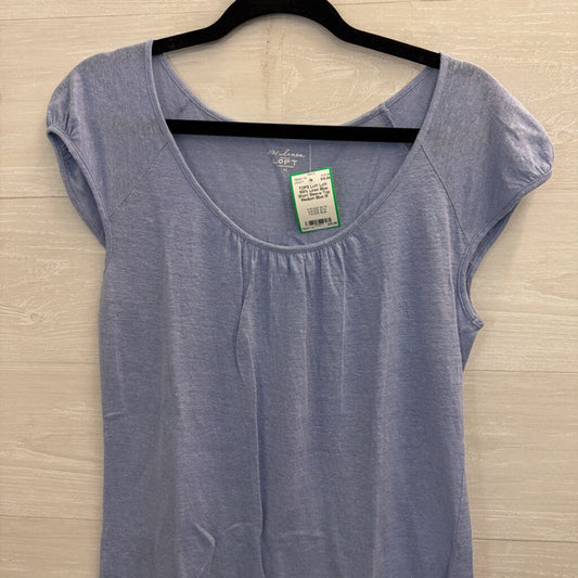 Loft 100% Linen Blue Short Sleeve Top Medium