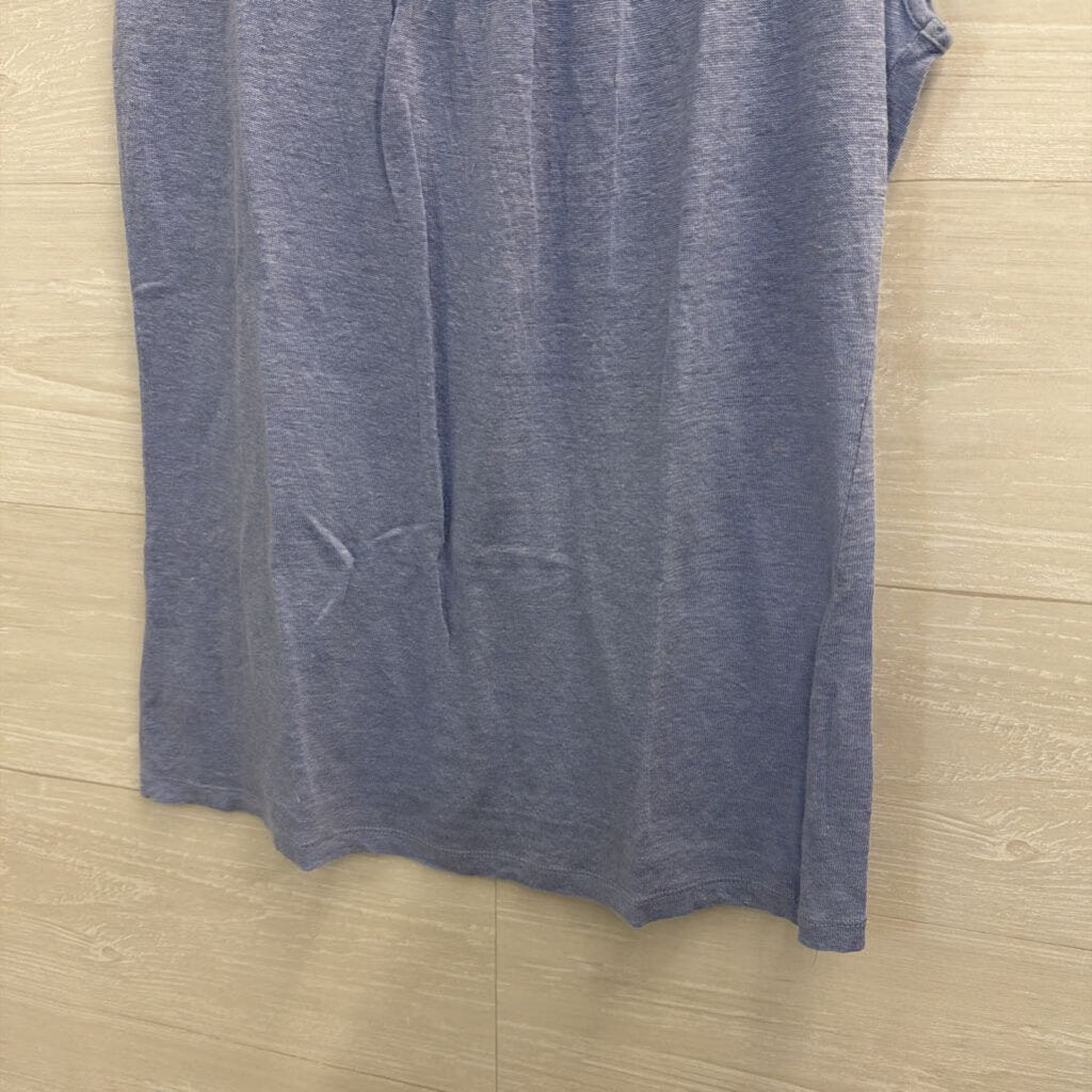 Loft 100% Linen Blue Short Sleeve Top Medium