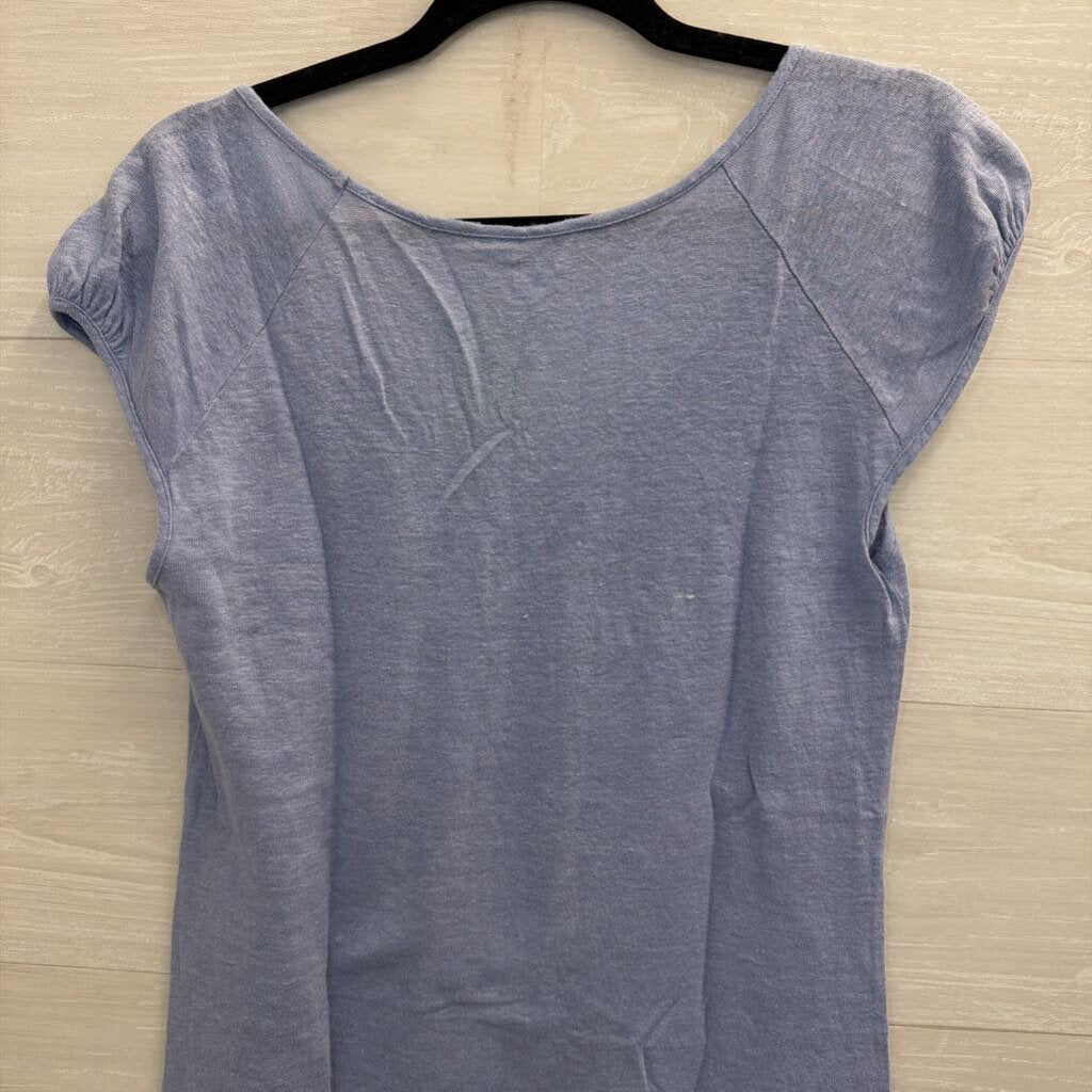 Loft 100% Linen Blue Short Sleeve Top Medium