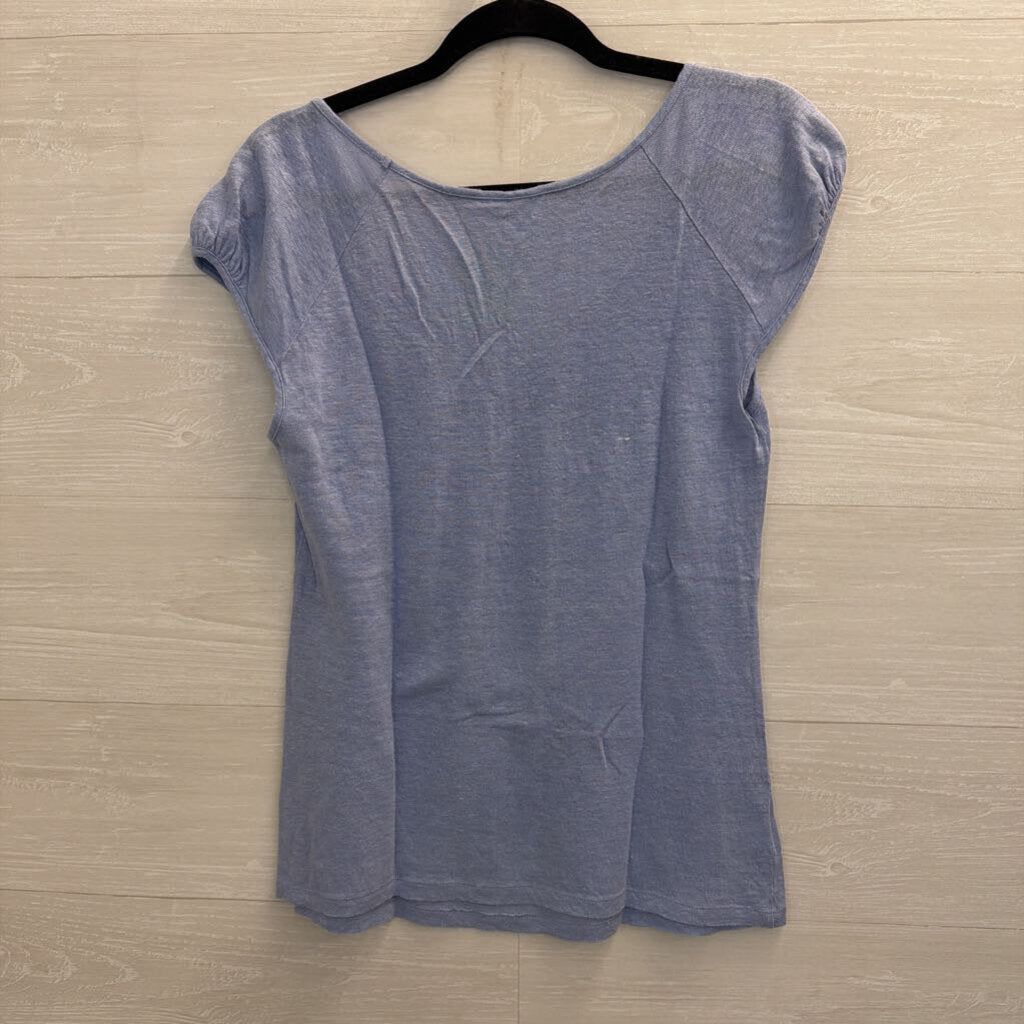 Loft 100% Linen Blue Short Sleeve Top Medium