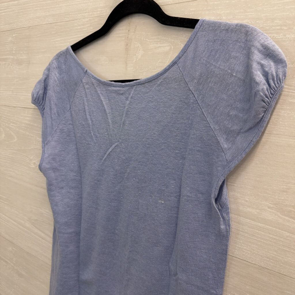 Loft 100% Linen Blue Short Sleeve Top Medium