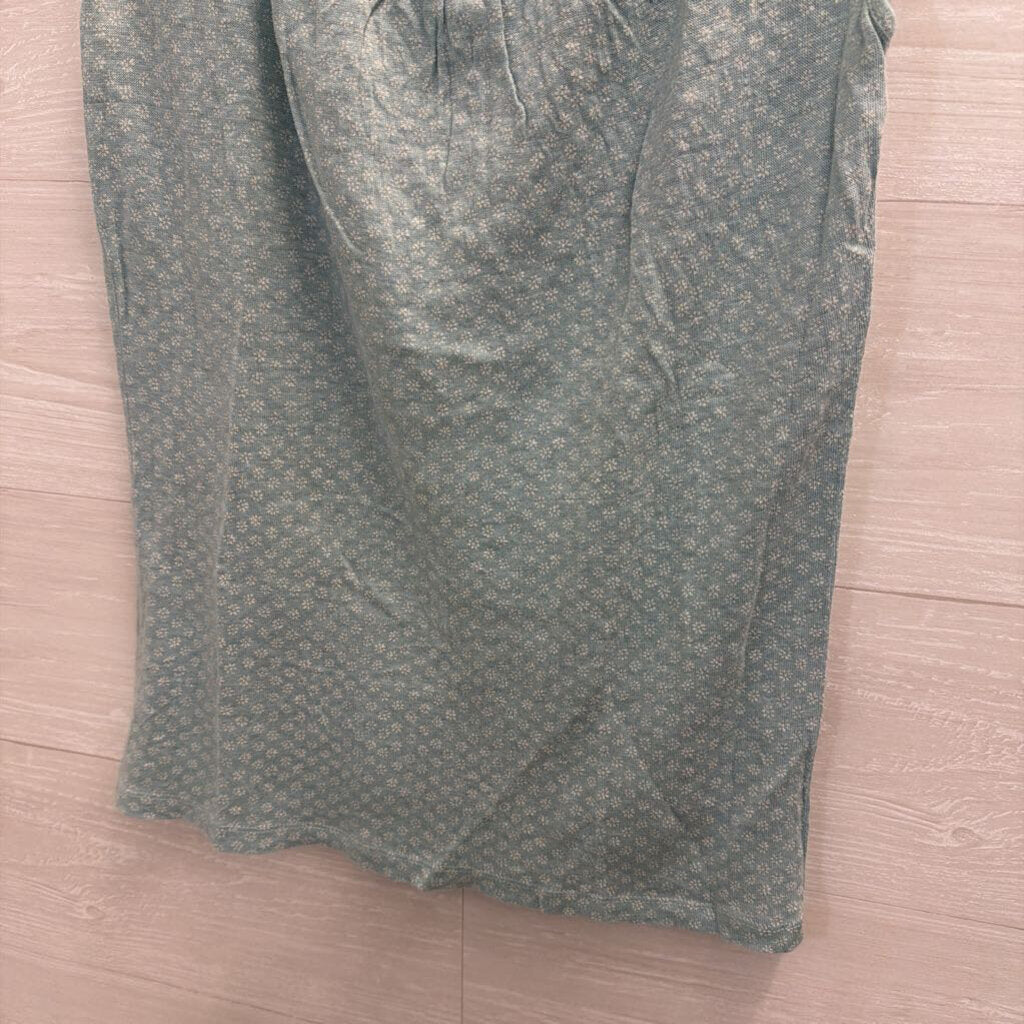 Loft 100% Linen Short Sleeve Printed Blue Top Medium
