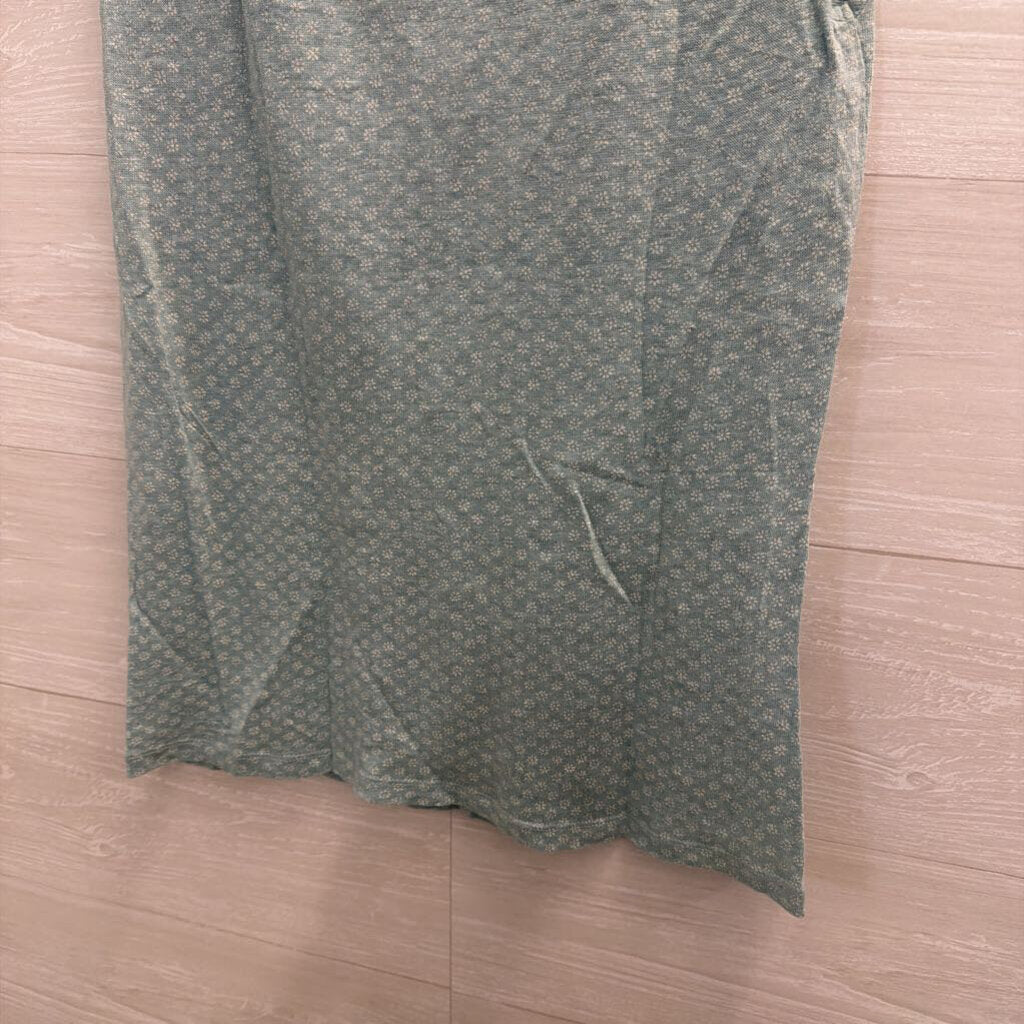 Loft 100% Linen Short Sleeve Printed Blue Top Medium