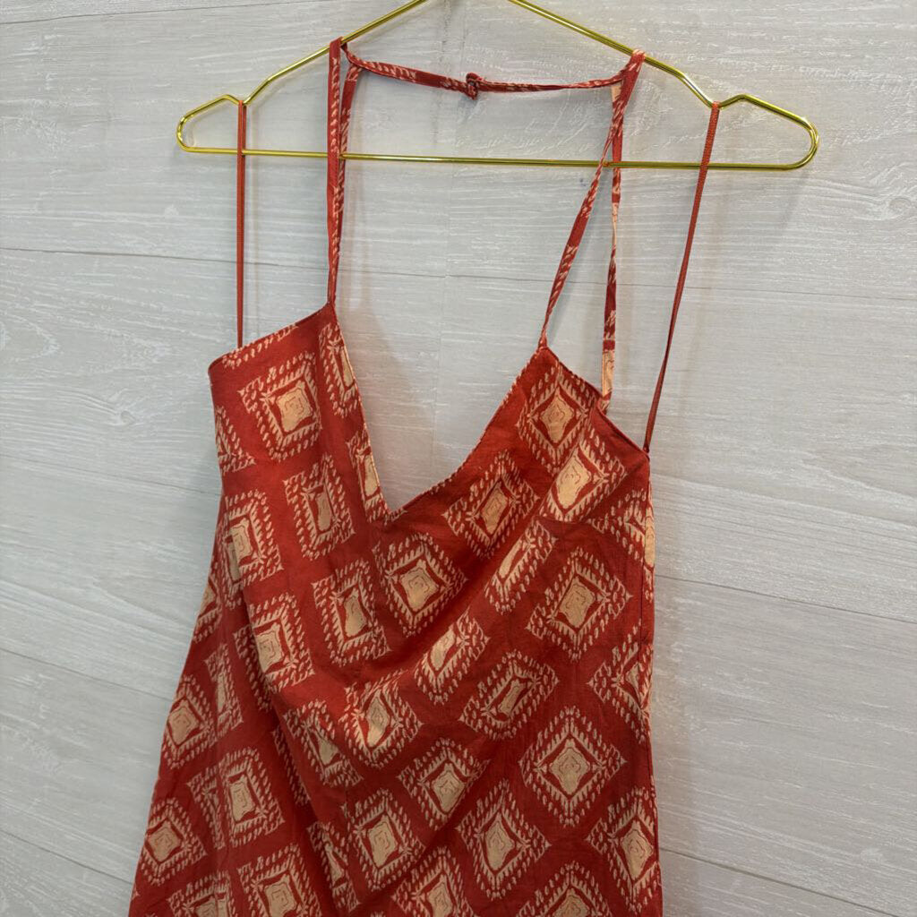 Zara Orange/ Beige Print Jumpsuit Medium