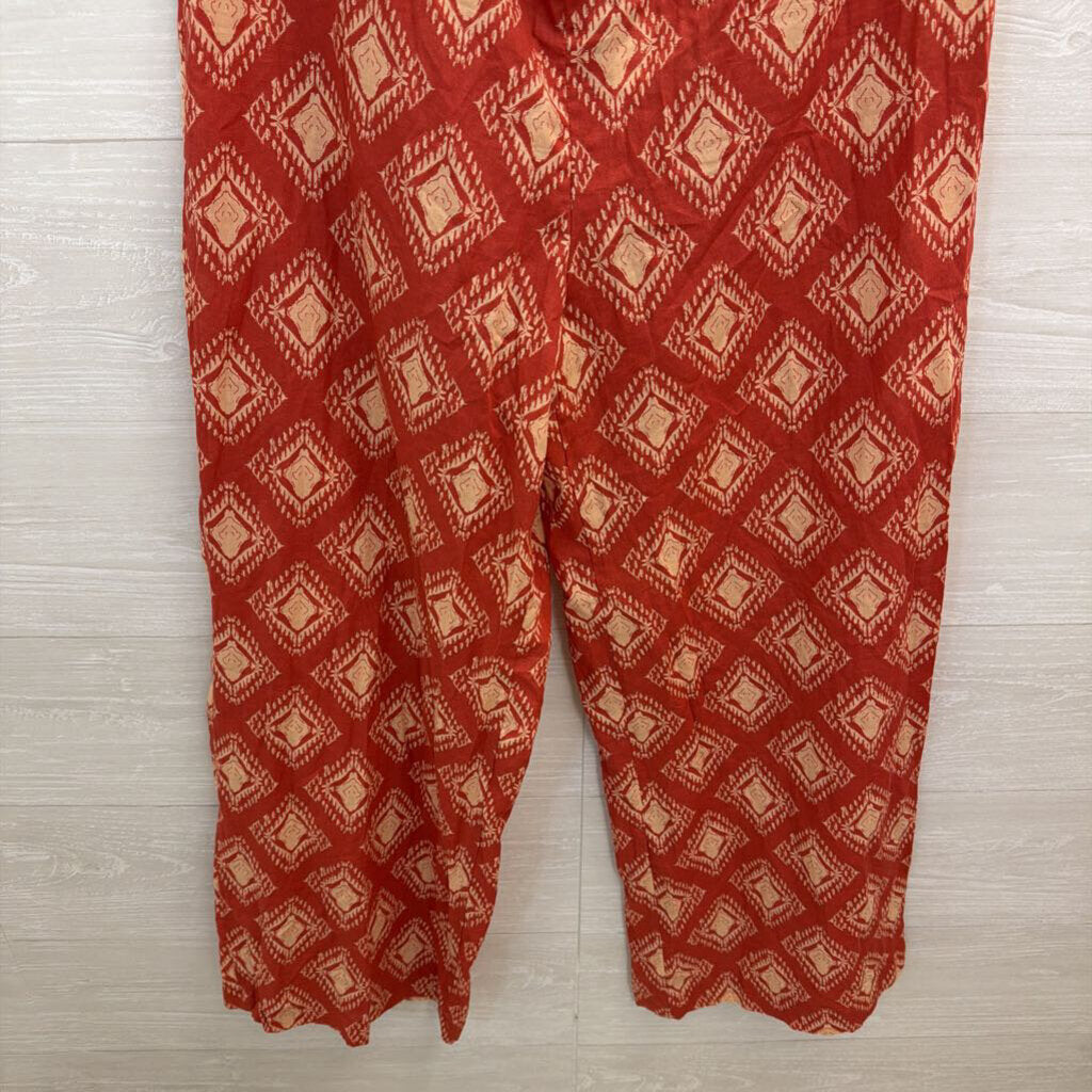 Zara Orange/ Beige Print Jumpsuit Medium