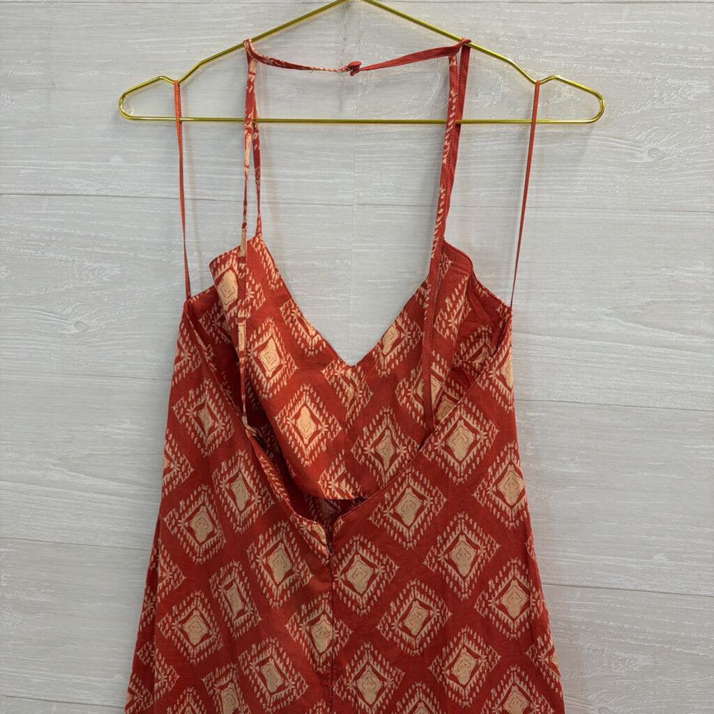 Zara Orange/ Beige Print Jumpsuit Medium