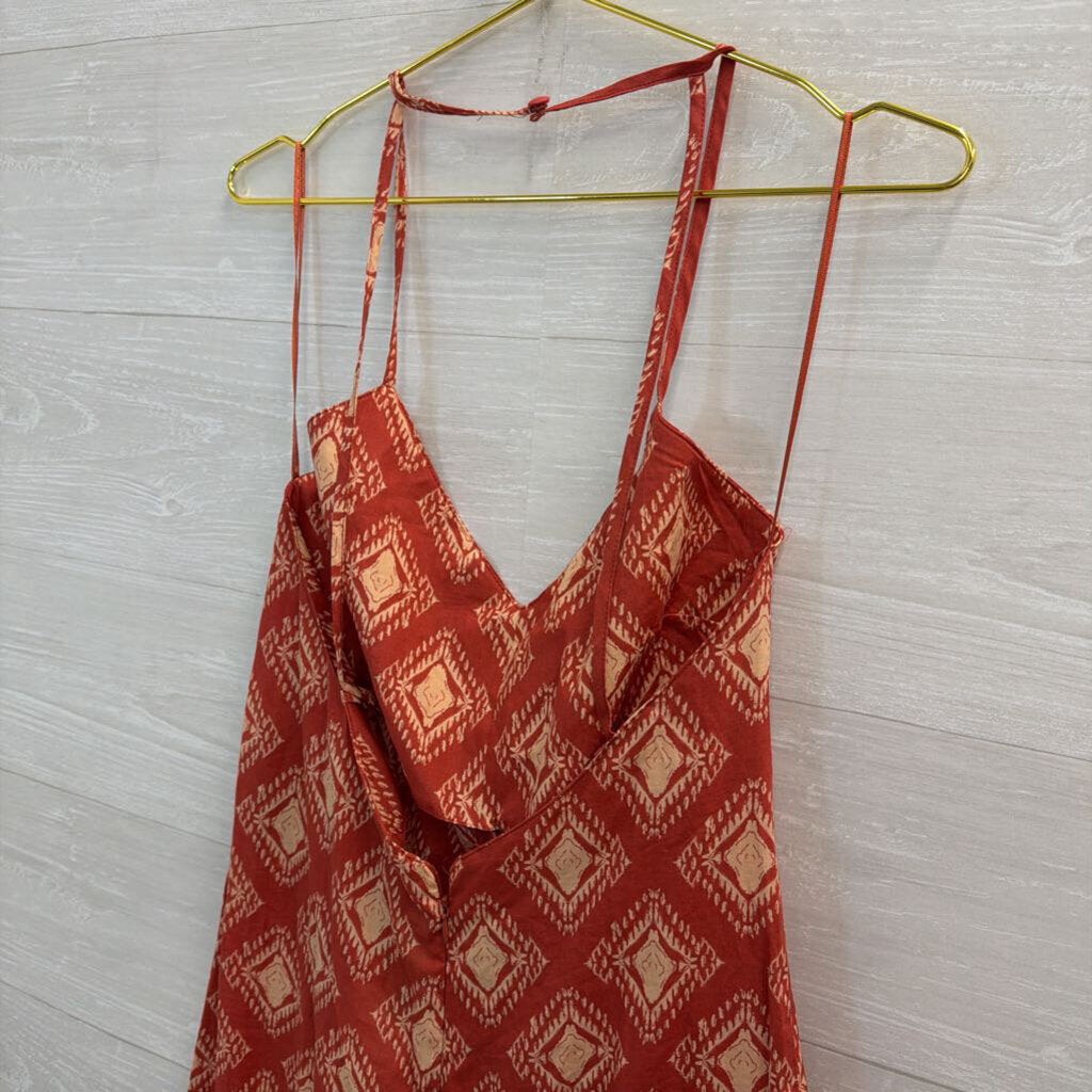 Zara Orange/ Beige Print Jumpsuit Medium