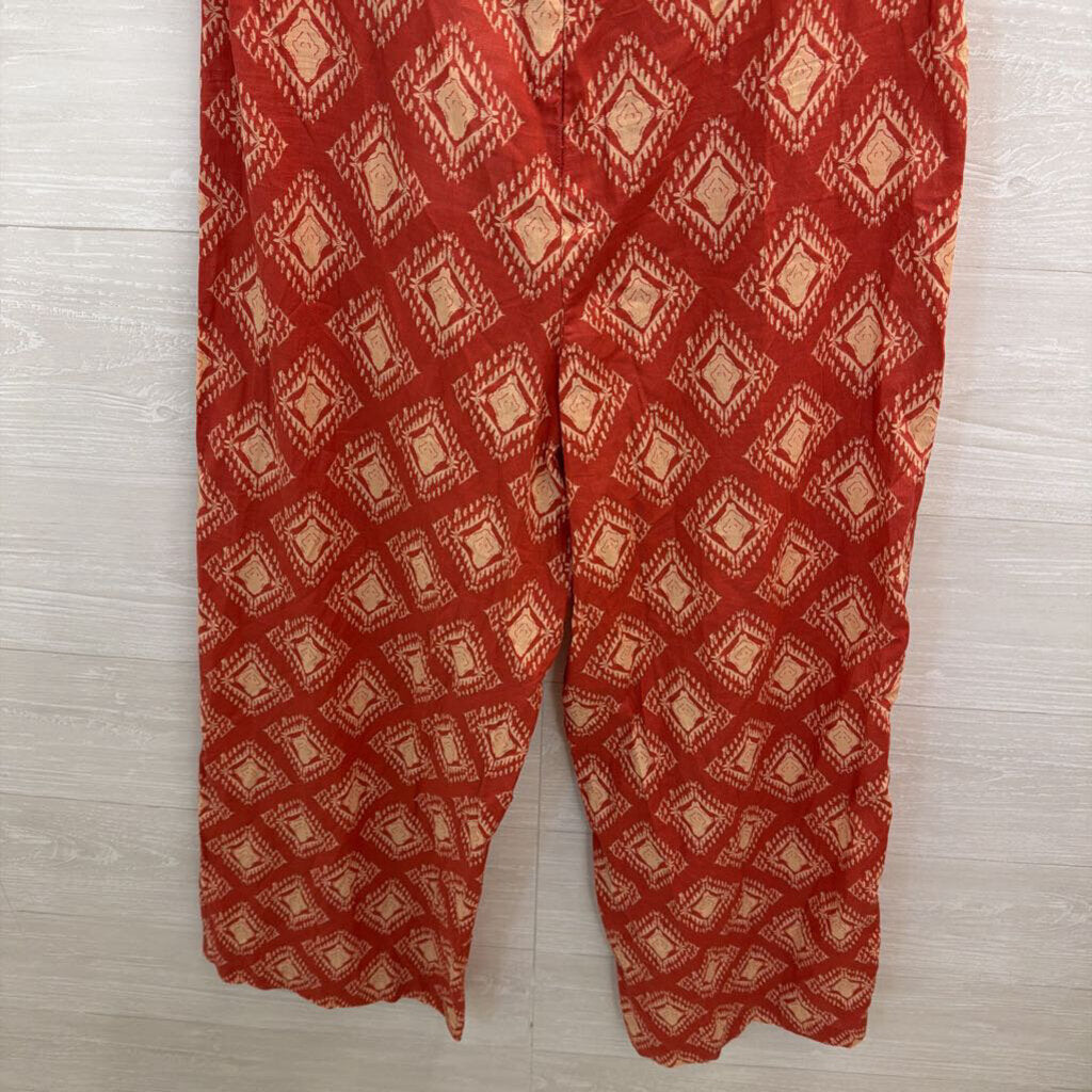 Zara Orange/ Beige Print Jumpsuit Medium