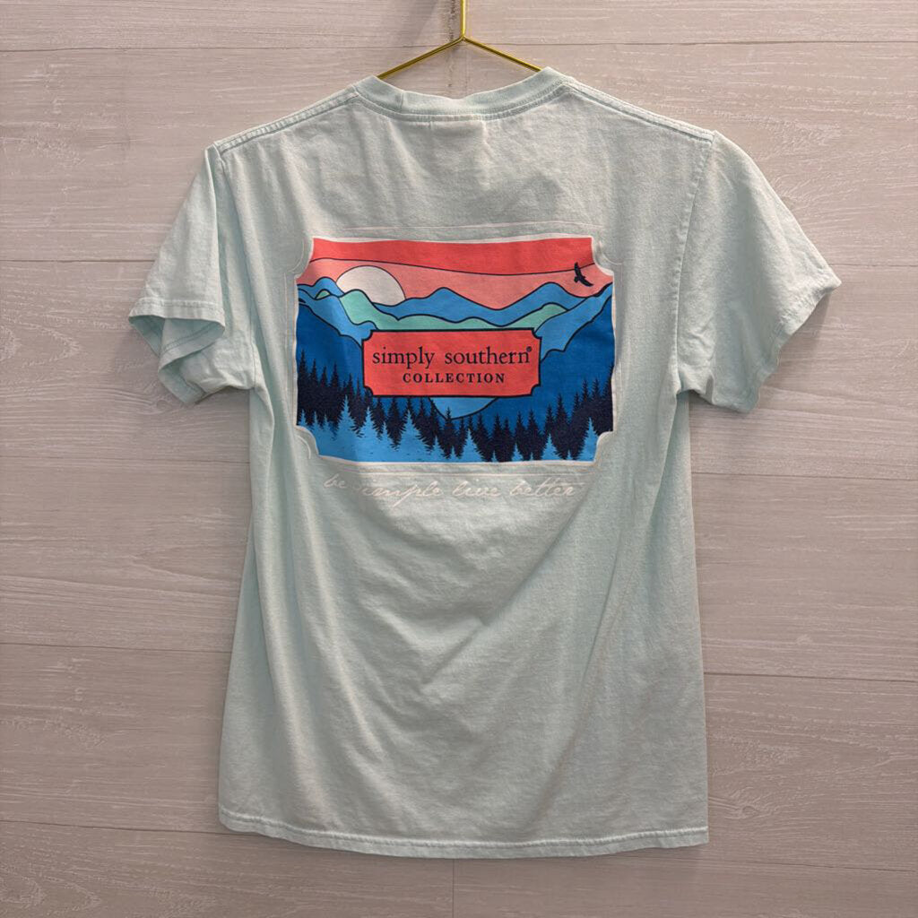 Simply Southern Blue Short Sleeve Graphic Tee Small