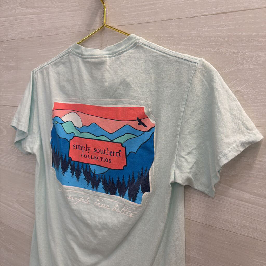 Simply Southern Blue Short Sleeve Graphic Tee Small