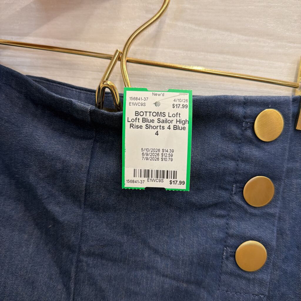 Loft Blue Sailor High Rise Shorts 4