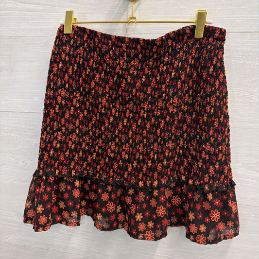J for Justify Black/ Red Print Smocked Skirt Extra Large