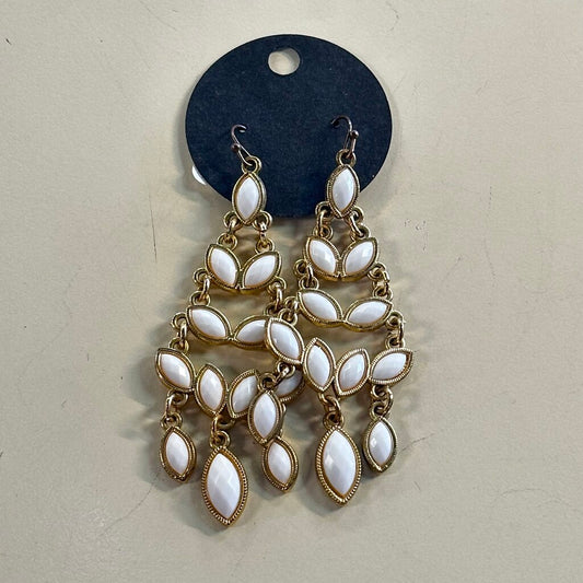 Gold/ White Dangle Statement Earrings
