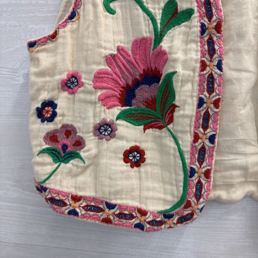 Zara Beige/ Multi Embroidered Vest Top Large