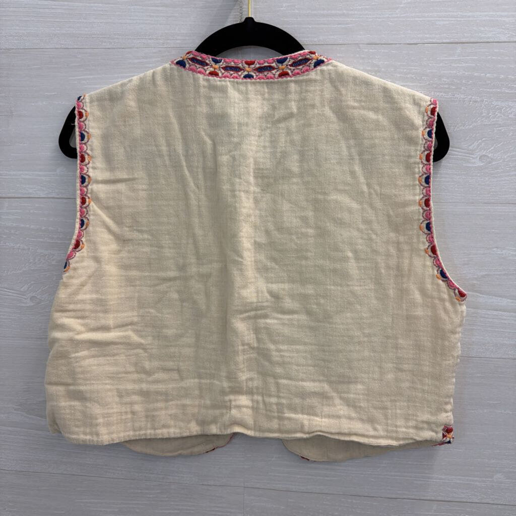 Zara Beige/ Multi Embroidered Vest Top Large