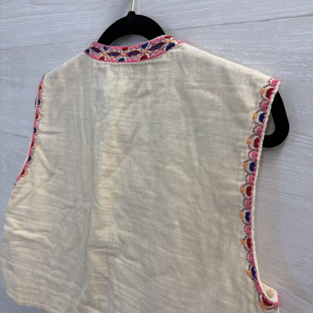Zara Beige/ Multi Embroidered Vest Top Large