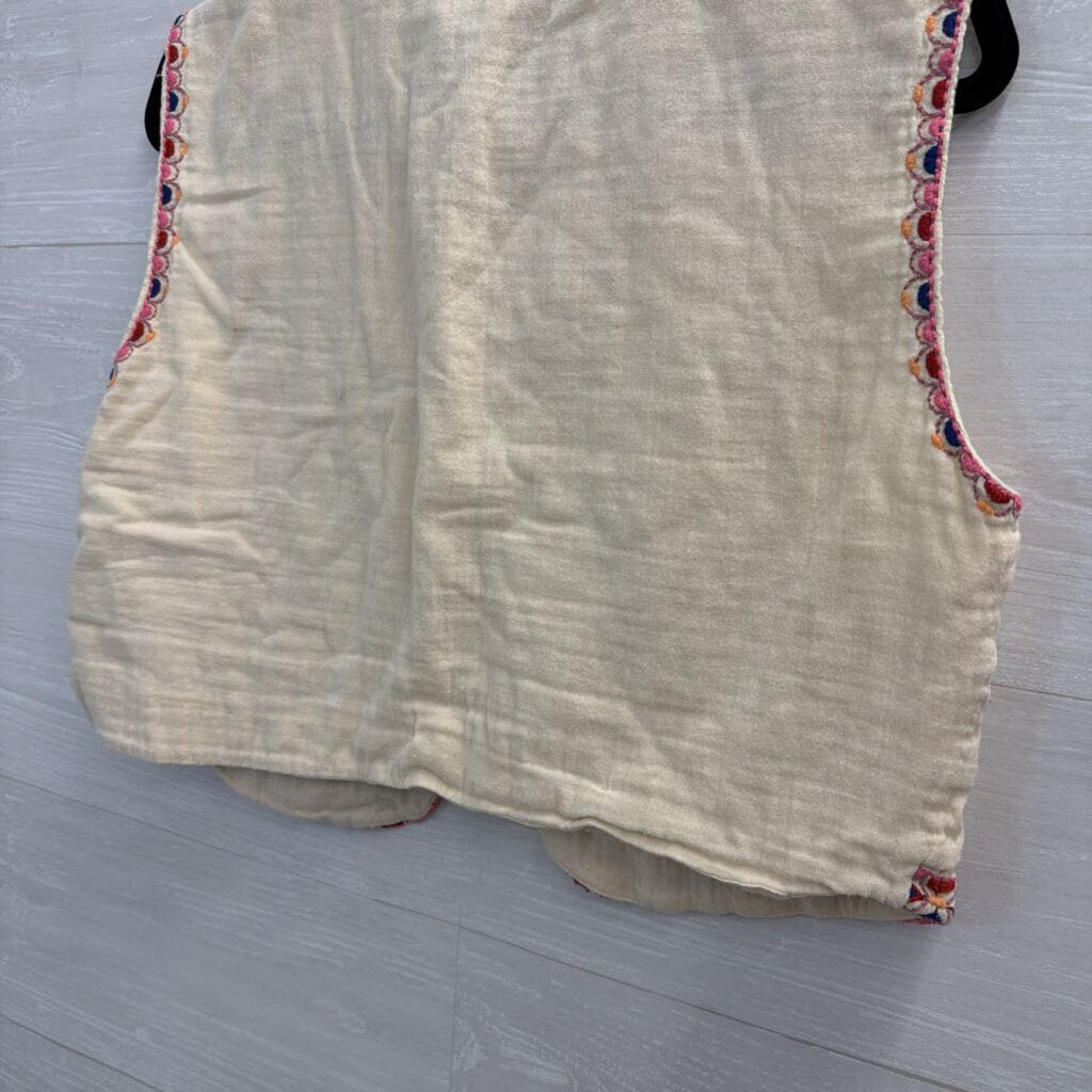 Zara Beige/ Multi Embroidered Vest Top Large