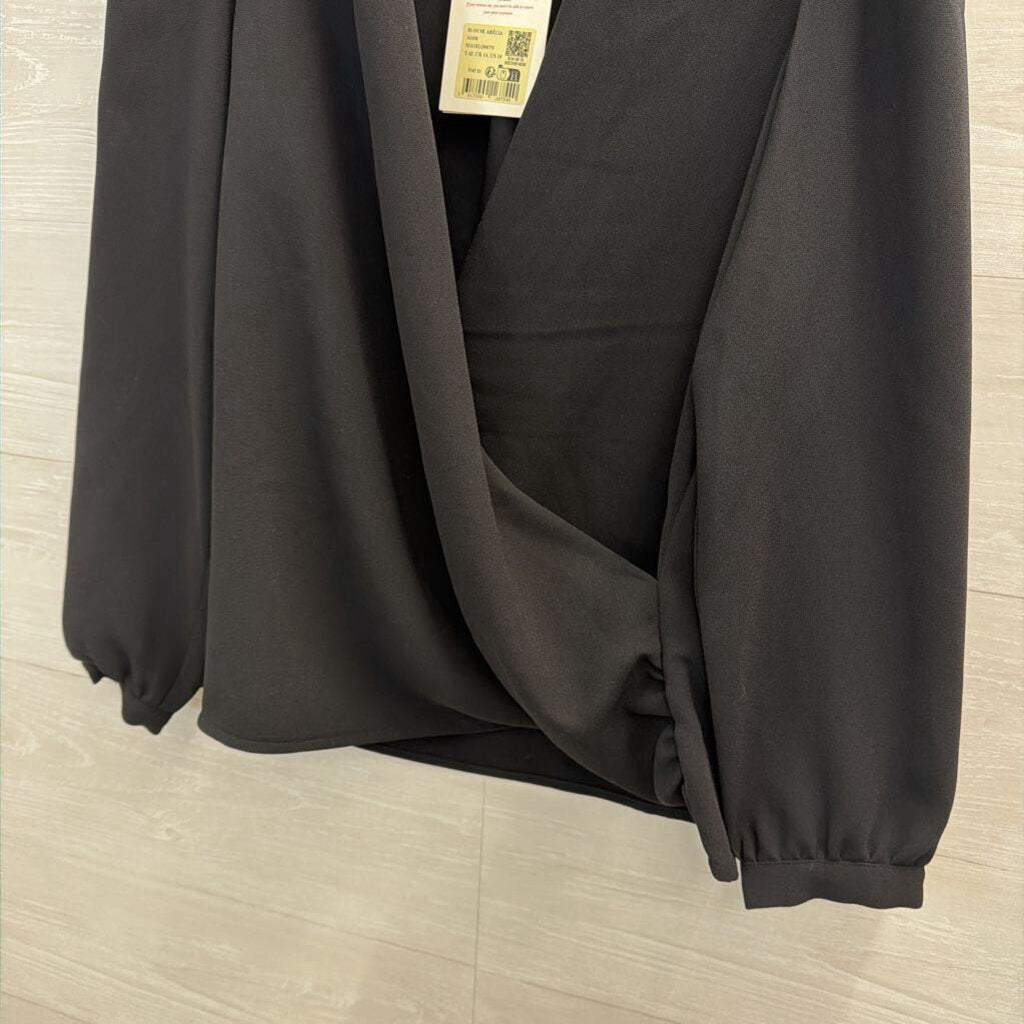 Sezane Black Deep V Long Sleeve Top 42