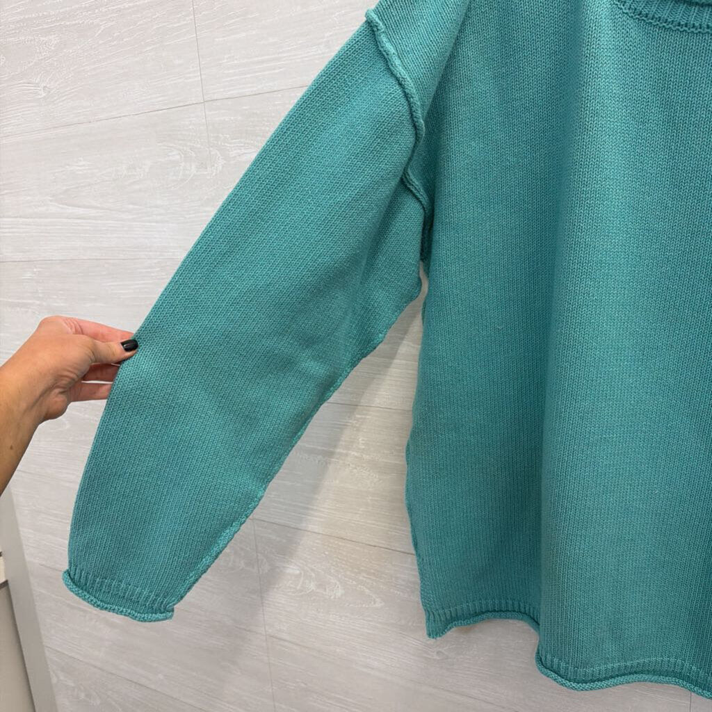 We The Free Blue Knit Long Sleeve Sweater Top Medium