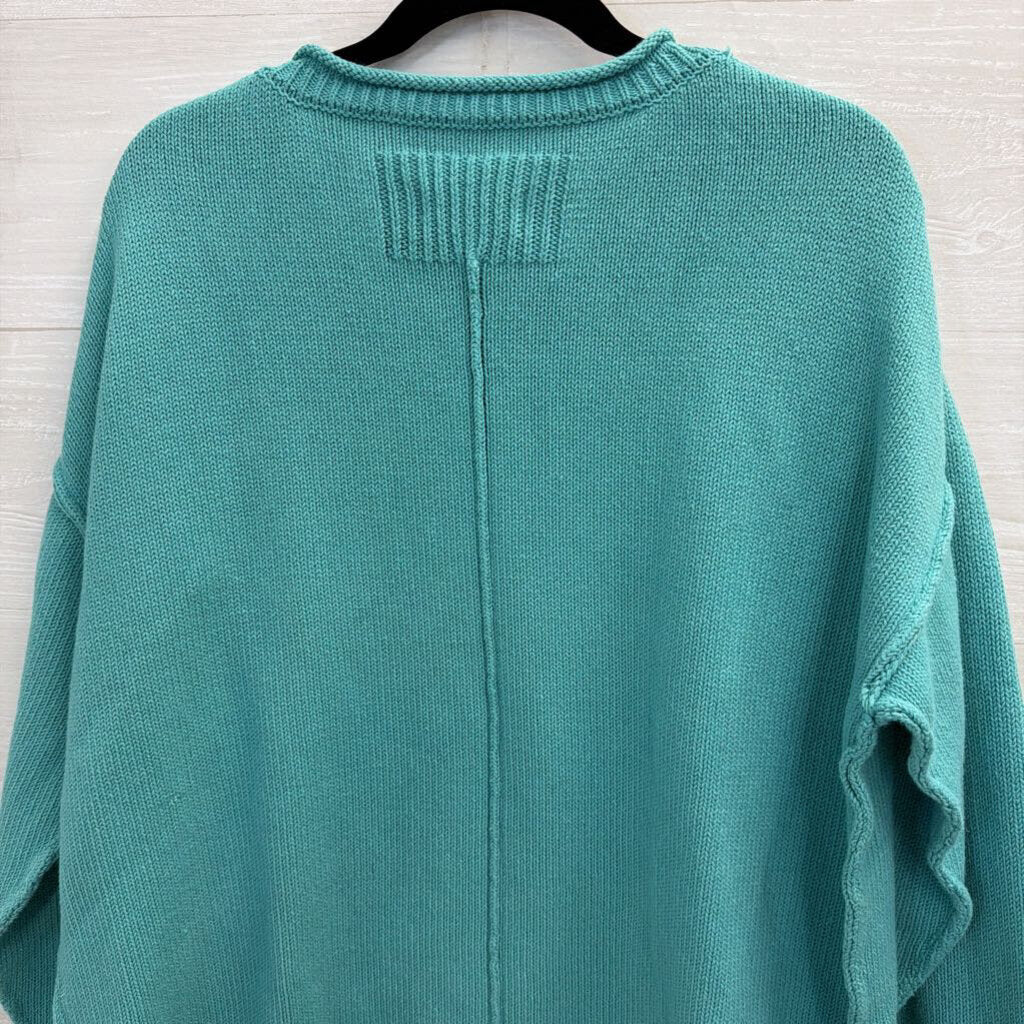 We The Free Blue Knit Long Sleeve Sweater Top Medium