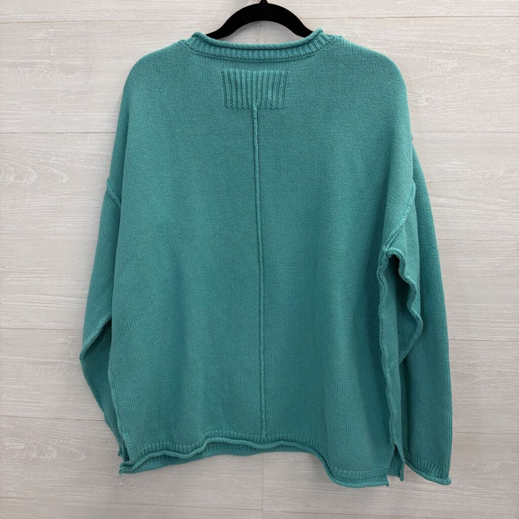 We The Free Blue Knit Long Sleeve Sweater Top Medium