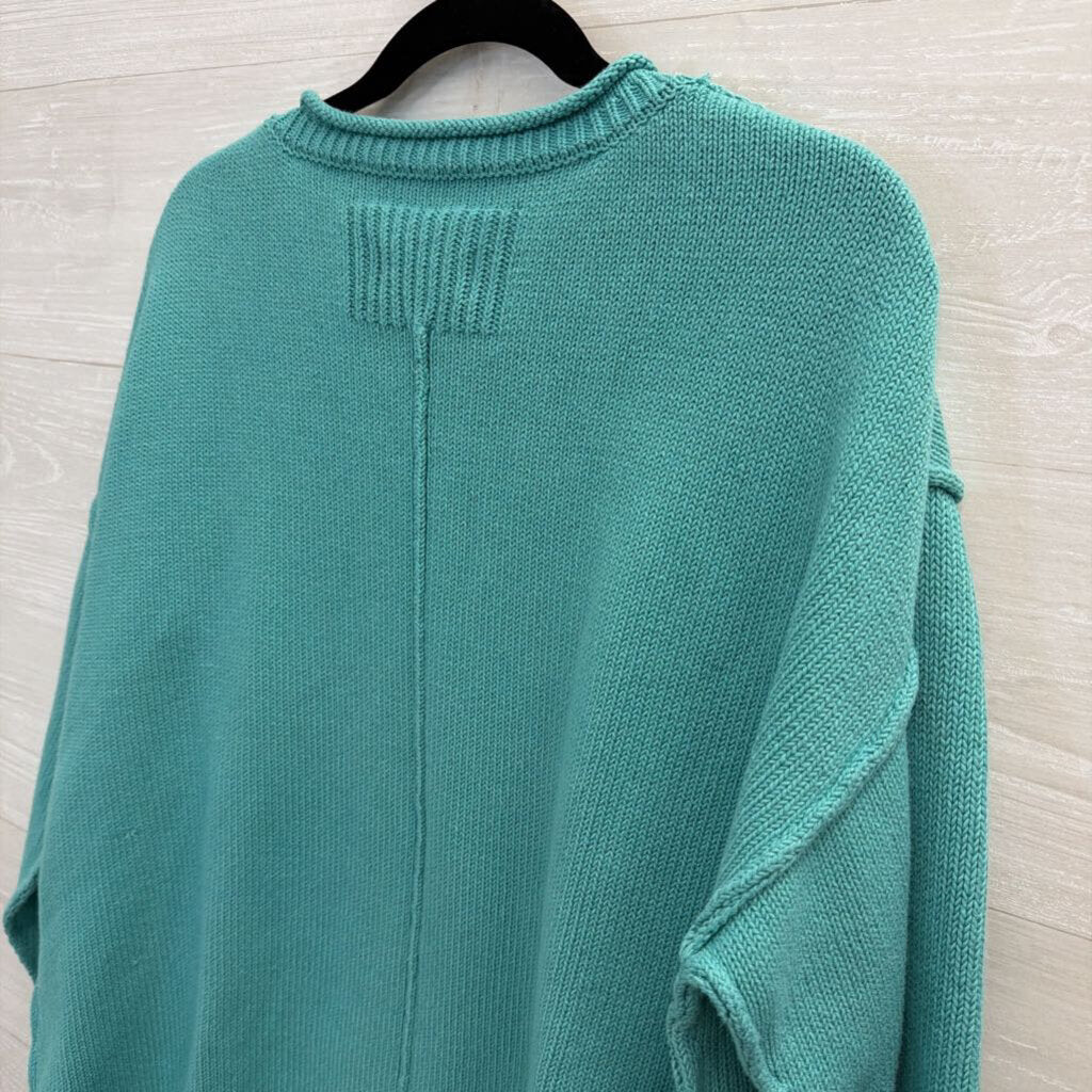 We The Free Blue Knit Long Sleeve Sweater Top Medium