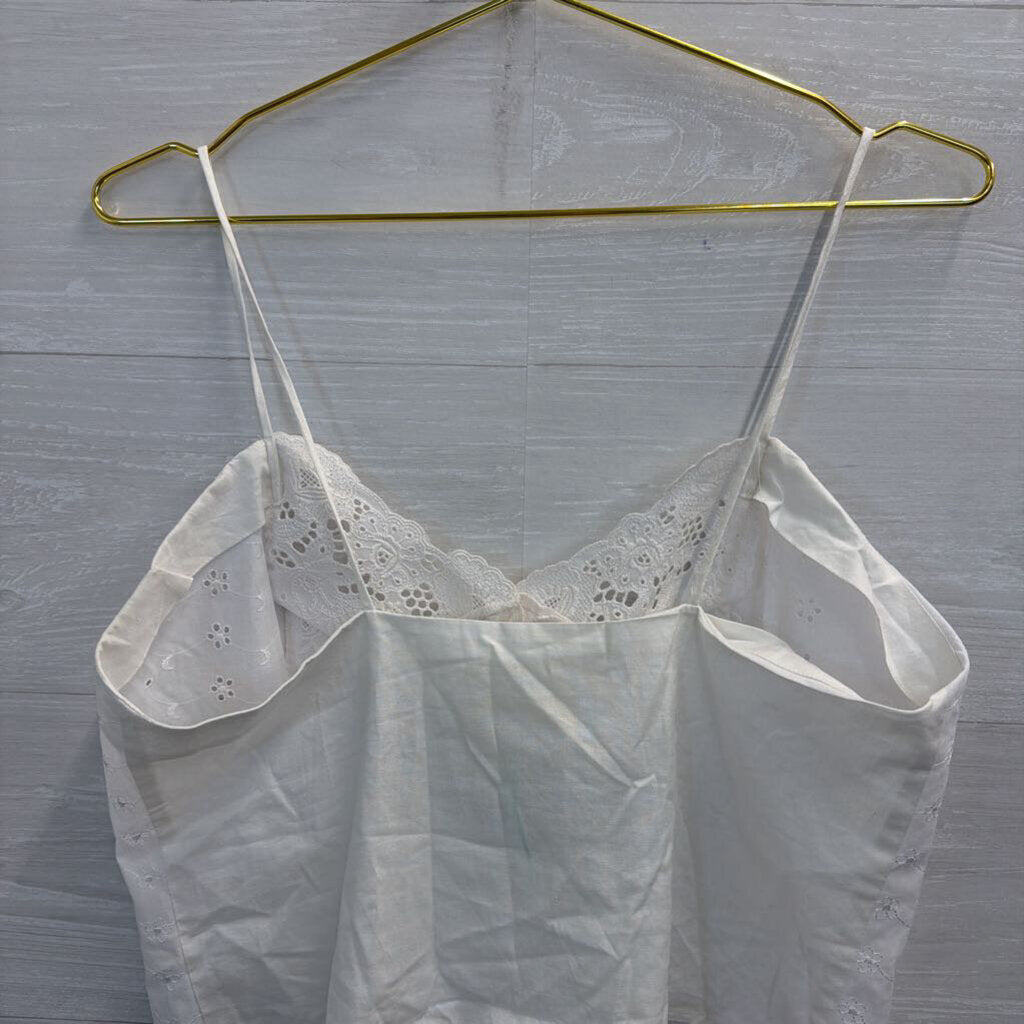 Vintage Victoria's Secret White Eyelet Detail Button Front Cropped Tank Top Medium