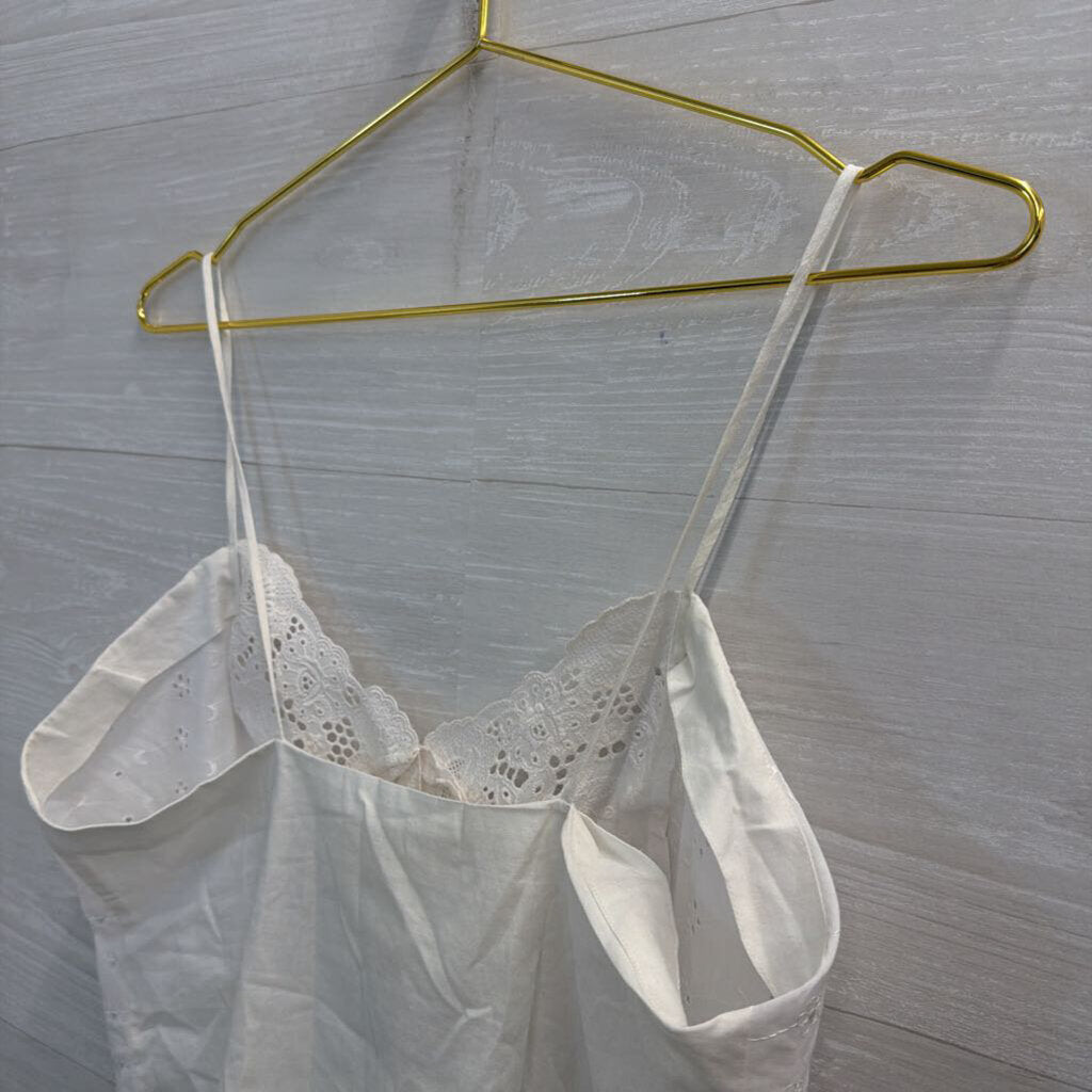 Vintage Victoria's Secret White Eyelet Detail Button Front Cropped Tank Top Medium
