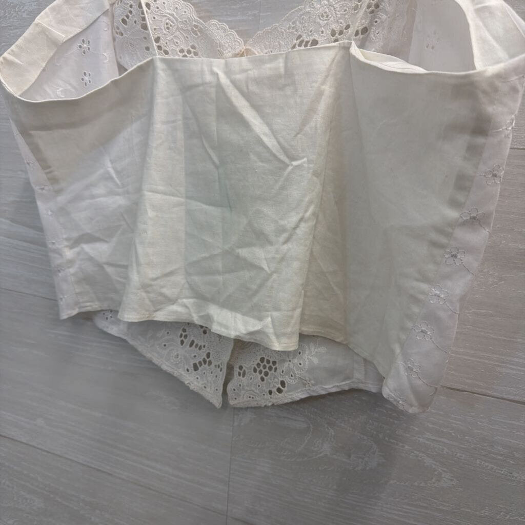 Vintage Victoria's Secret White Eyelet Detail Button Front Cropped Tank Top Medium