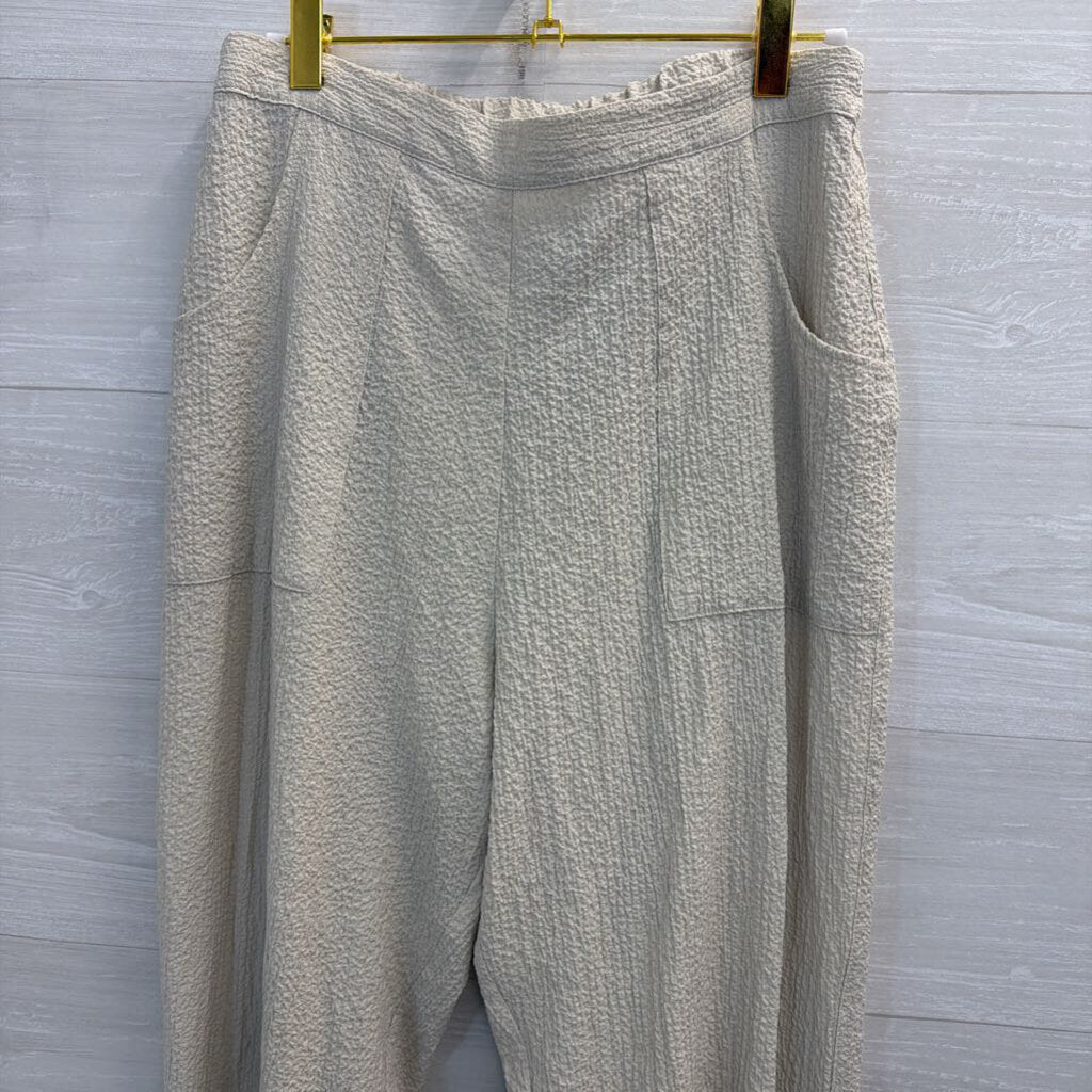 Habitat Cream Textured Wide Leg Pull On Pants Medium