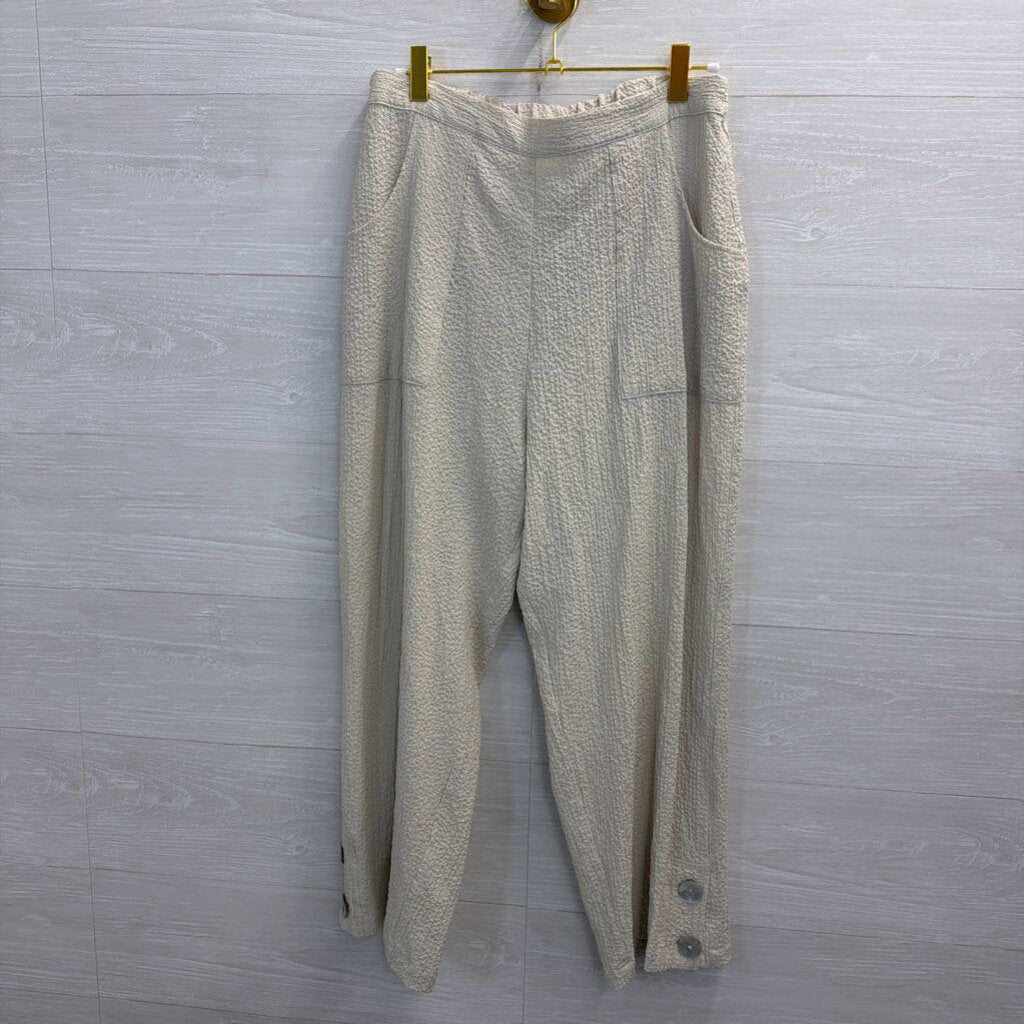 Habitat Cream Textured Wide Leg Pull On Pants Medium