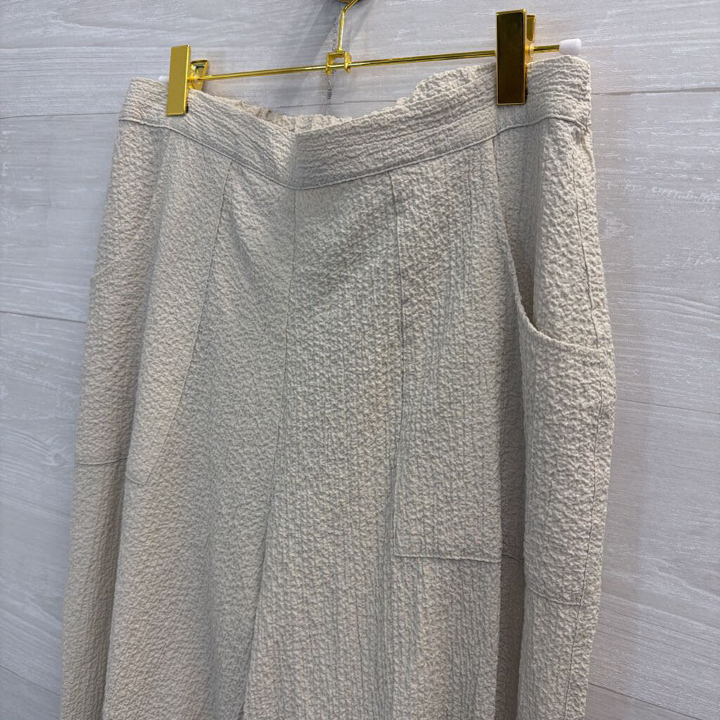 Habitat Cream Textured Wide Leg Pull On Pants Medium