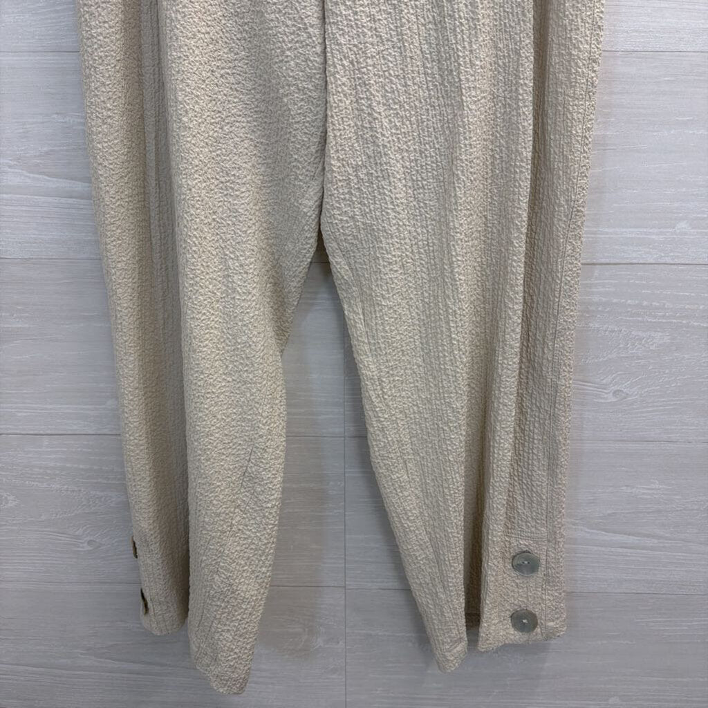Habitat Cream Textured Wide Leg Pull On Pants Medium