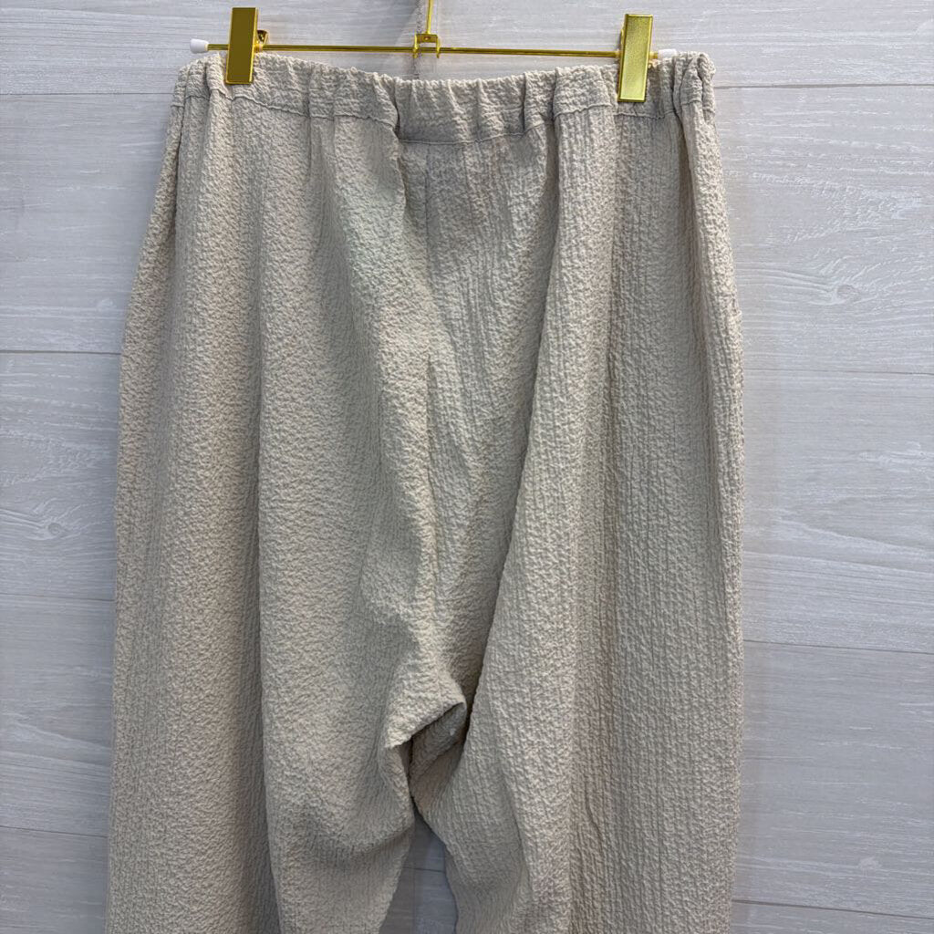 Habitat Cream Textured Wide Leg Pull On Pants Medium