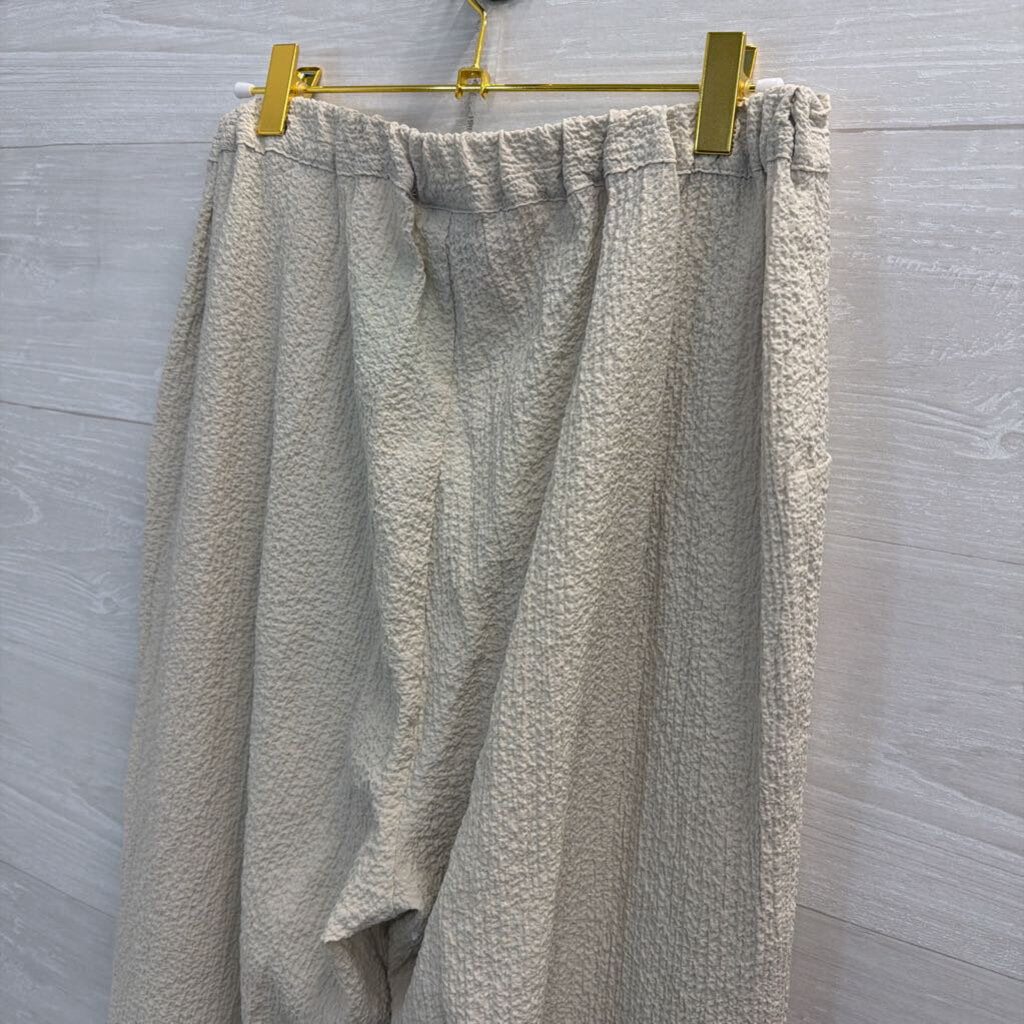 Habitat Cream Textured Wide Leg Pull On Pants Medium