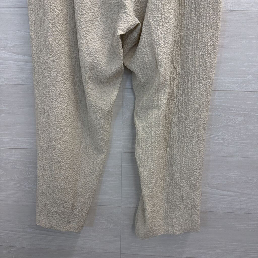 Habitat Cream Textured Wide Leg Pull On Pants Medium