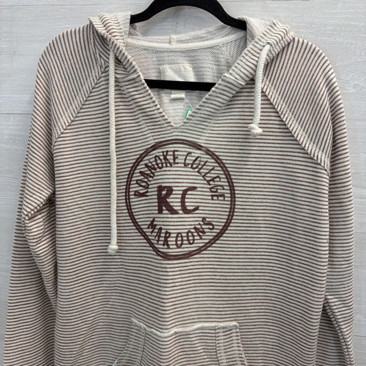 Blue 84 White/ Brown Striped Roanoke College Hooded Pullover Large