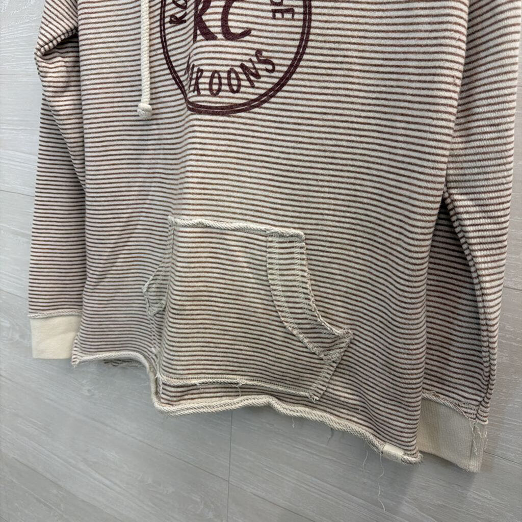 Blue 84 White/ Brown Striped Roanoke College Hooded Pullover Large