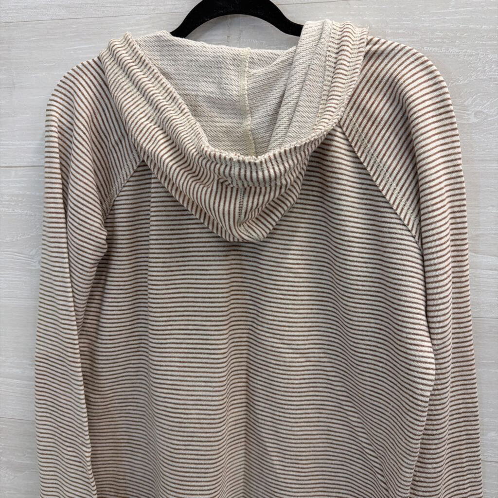 Blue 84 White/ Brown Striped Roanoke College Hooded Pullover Large