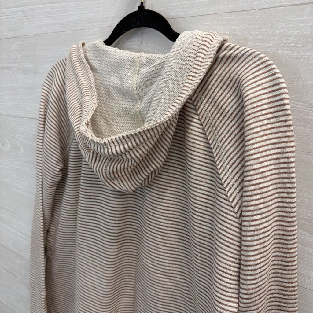 Blue 84 White/ Brown Striped Roanoke College Hooded Pullover Large