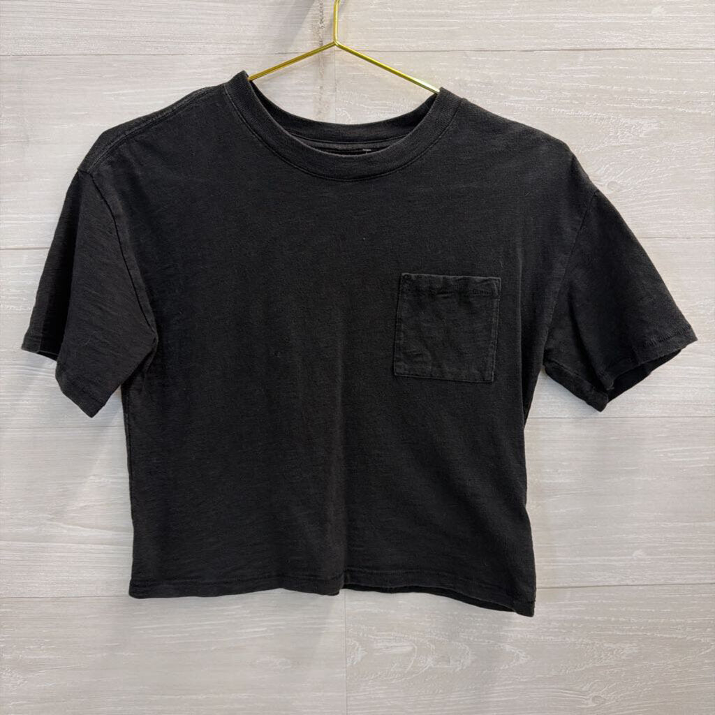 Gap Black Cropped Short Sleeve Top Small