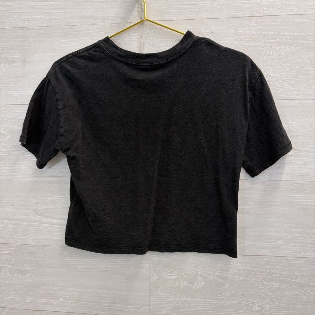 Gap Black Cropped Short Sleeve Top Small