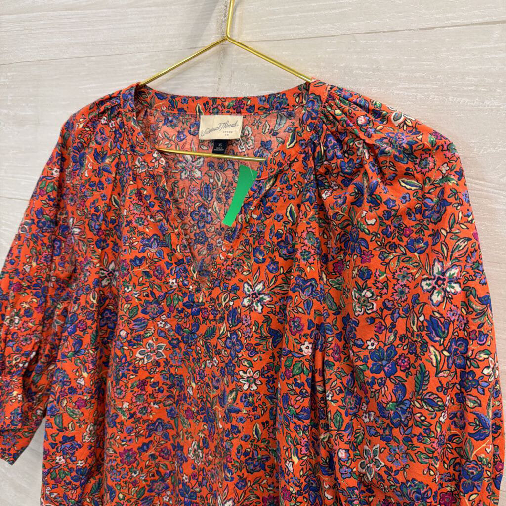 Orange/ Multi Floral Print Cropped Top Extra Small